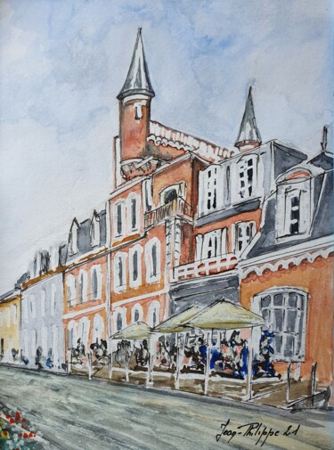 Painting titled "Les tourelles - Le…" by Jean-Philippe Guffroy, Original Artwork, Watercolor