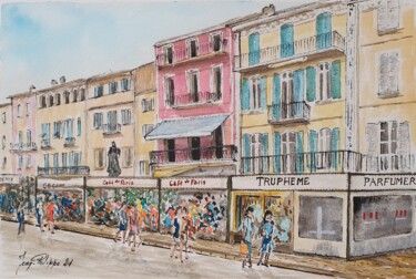 Pintura intitulada "Le quai Jean Jaurès…" por Jean-Philippe Guffroy, Obras de arte originais, Aquarela