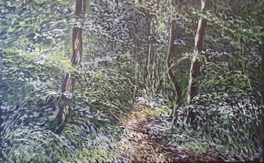 "Promenade en forêt…" başlıklı Tablo Jean-Philippe Guffroy tarafından, Orijinal sanat, Petrol Ahşap Sedye çerçevesi üzerine…