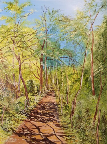 Peinture intitulée "Sentier à Groffliers" par Jean-Philippe Guffroy, Œuvre d'art originale, Huile