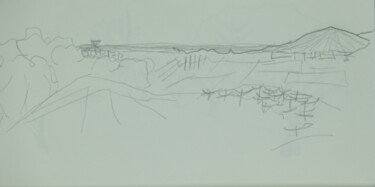 Dessin intitulée "Au loin la mer" par Jean-Pierre Allano, Œuvre d'art originale, Crayon
