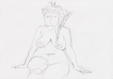 Рисунок под названием "Modèle pose 3" - Jean-Pierre Allano, Подлинное произведение искусства, Карандаш