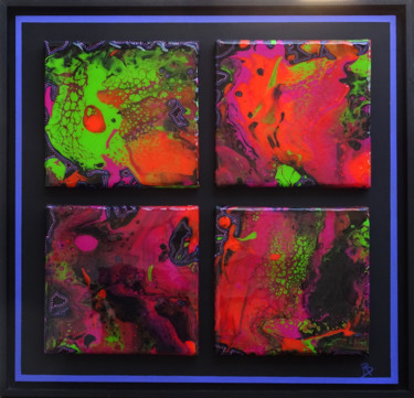 Painting titled "Pouring Purple 50x5…" by Jean-Pierre Beillard, Original Artwork, Acrylic Mounted on Wood Panel