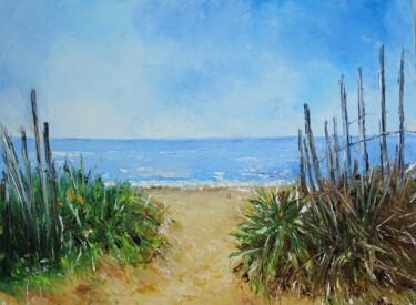 Peinture intitulée "Chemin des dunes" par Jean-Pierre Beillard, Œuvre d'art originale, Huile