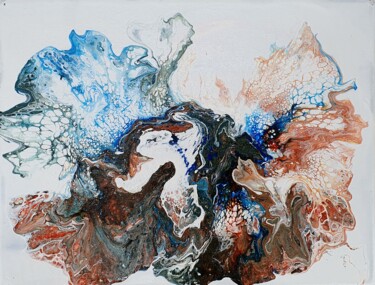 Peinture intitulée "Pouring White Blue…" par Jean-Pierre Beillard, Œuvre d'art originale, Acrylique
