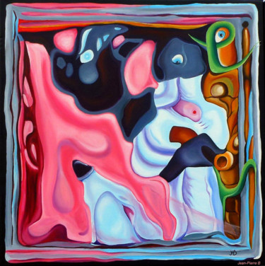 Painting titled "Cerebration - Harpie" by Jean-Pierre Beillard, Original Artwork, Acrylic Mounted on Wood Stretcher frame