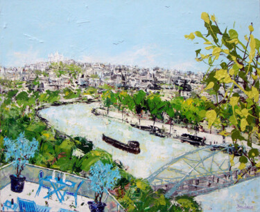 Painting titled "Boucle de la Seine" by Jean-Pierre Borderie, Original Artwork, Acrylic Mounted on Wood Stretcher frame
