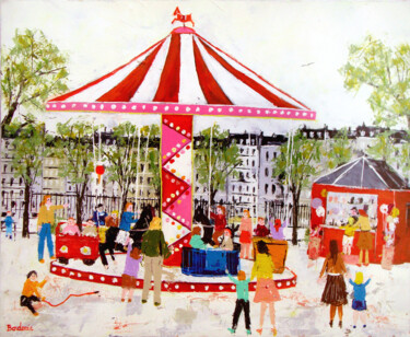 Peinture intitulée "Le manège rouge" par Jean-Pierre Borderie, Œuvre d'art originale, Acrylique Monté sur Châssis en bois