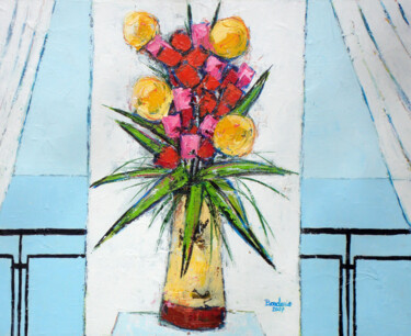 Peinture intitulée "Le bouquet de fleur…" par Jean-Pierre Borderie, Œuvre d'art originale, Acrylique Monté sur Châssis en bo…