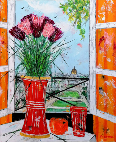 Peinture intitulée "Fenêtre ouverte sur…" par Jean-Pierre Borderie, Œuvre d'art originale, Acrylique Monté sur Châssis en bo…