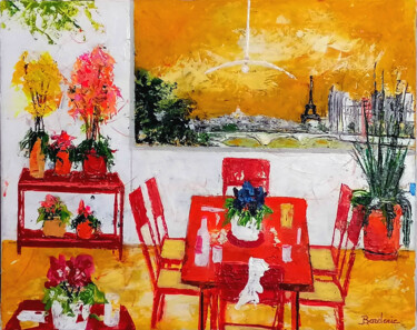Painting titled "Paris devant moi" by Jean-Pierre Borderie, Original Artwork, Acrylic Mounted on Wood Stretcher frame