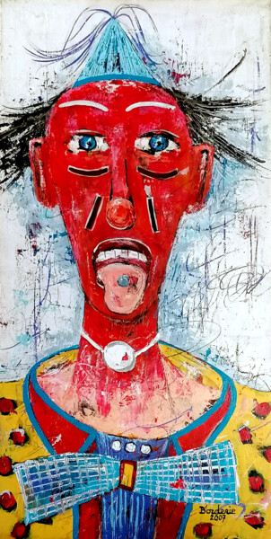 Malerei mit dem Titel "Clown au percing" von Jean-Pierre Borderie, Original-Kunstwerk, Acryl