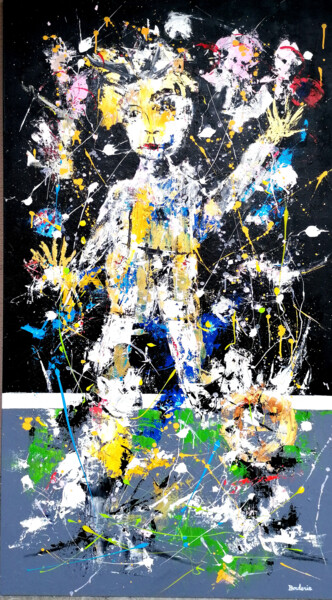 Pintura titulada "Jeux de balles et b…" por Jean-Pierre Borderie, Obra de arte original, Acrílico Montado en Bastidor de cam…