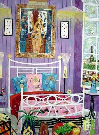 Peinture intitulée "La chambre à coucher" par Jean-Pierre Borderie, Œuvre d'art originale