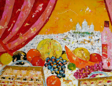 Peinture intitulée "Le buffet devant le…" par Jean-Pierre Borderie, Œuvre d'art originale, Huile