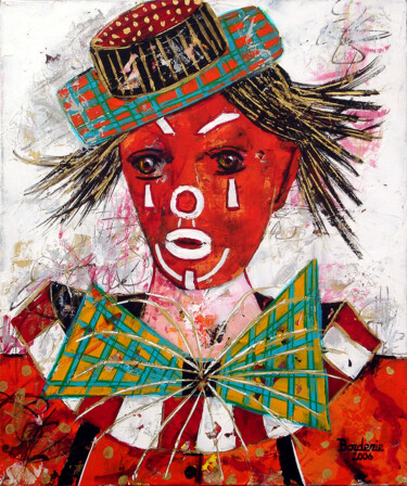 Peinture intitulée "Clown au chapeau" par Jean-Pierre Borderie, Œuvre d'art originale, Acrylique