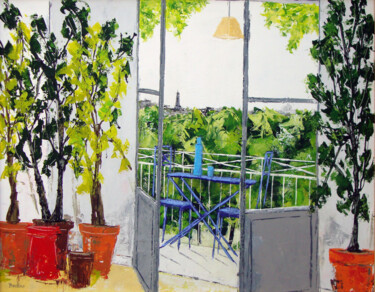 Peinture intitulée "Fenêtre ouverte sur…" par Jean-Pierre Borderie, Œuvre d'art originale