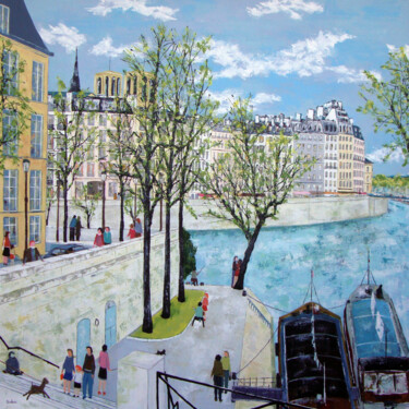 Painting titled "Promenade en bord d…" by Jean-Pierre Borderie, Original Artwork, Acrylic