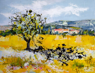 Peinture intitulée "les-champs-jaunes" par Jean-Pierre Borderie, Œuvre d'art originale, Acrylique