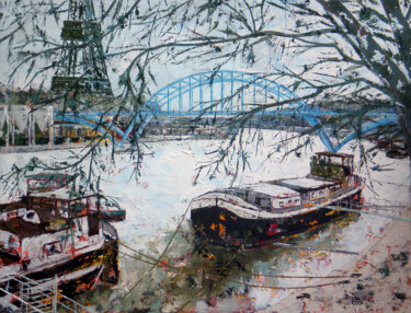 Painting titled "Port Dubilly" by Jean-Pierre Borderie, Original Artwork, Acrylic