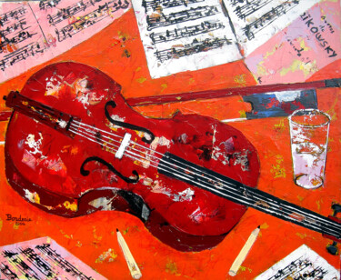 Painting titled "Le violon" by Jean-Pierre Borderie, Original Artwork, Acrylic