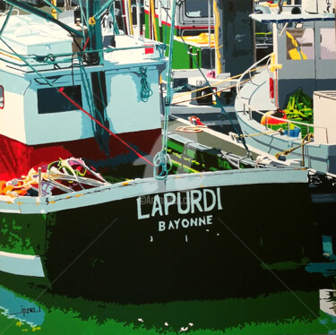 Malerei mit dem Titel "LAPURDI. Saint Jean…" von Jean-Pierre Bru, Original-Kunstwerk, Acryl Auf Keilrahmen aus Holz montiert