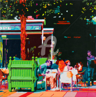 Peinture intitulée "CAFE DE L'EUROPE 2/3" par Jean-Pierre Bru, Œuvre d'art originale, Acrylique