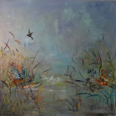 Peinture intitulée "les canards dans l'…" par Jean-Pierre Duquaire, Œuvre d'art originale