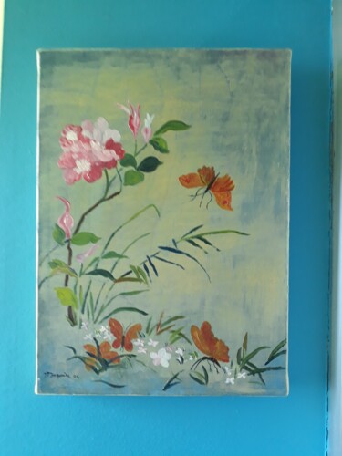 Peinture intitulée "Fleurs Japonaises" par Jean-Pierre Duquaire, Œuvre d'art originale, Huile