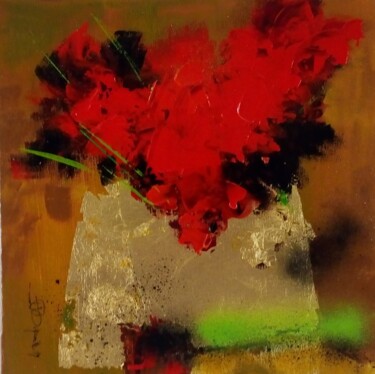 Malerei mit dem Titel "le vase de cuivre a…" von Jean-Pierre Duquaire, Original-Kunstwerk, Acryl