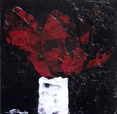 Painting titled "Rouge garance" by Jean-Pierre Duquaire, Original Artwork, Acrylic Mounted on Wood Stretcher frame