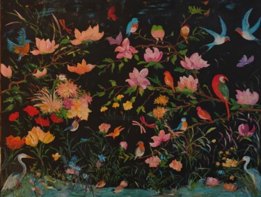 Schilderij getiteld "Les magnolias et le…" door Jean-Pierre Duquaire, Origineel Kunstwerk, Acryl