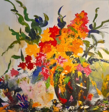 Peinture intitulée "Les fleurs coupées" par Jean-Pierre Duquaire, Œuvre d'art originale, Acrylique Monté sur Châssis en bois