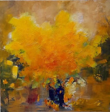 Painting titled "Le bouquet jaune or…" by Jean-Pierre Duquaire, Original Artwork, Acrylic Mounted on Wood Stretcher frame