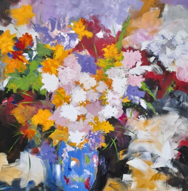 Pintura intitulada "Le bouquet artifici…" por Jean-Pierre Duquaire, Obras de arte originais, Acrílico Montado em Armação em…