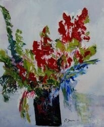 Peinture intitulée "Bouquet rouge" par Jean-Pierre Duquaire, Œuvre d'art originale