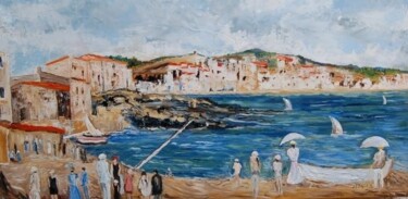Painting titled "Port Barcares" by Jean-Pierre Duquaire, Original Artwork