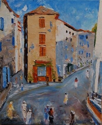 Peinture intitulée "Village du midi" par Jean-Pierre Duquaire, Œuvre d'art originale