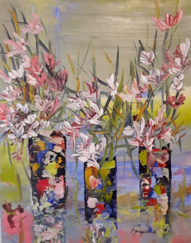 Painting titled "Les 3 vases" by Jean-Pierre Duquaire, Original Artwork