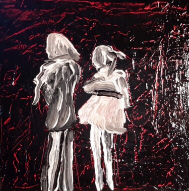 Pittura intitolato "jeune-couple.jpg" da Jean-Pierre Duquaire, Opera d'arte originale, Olio