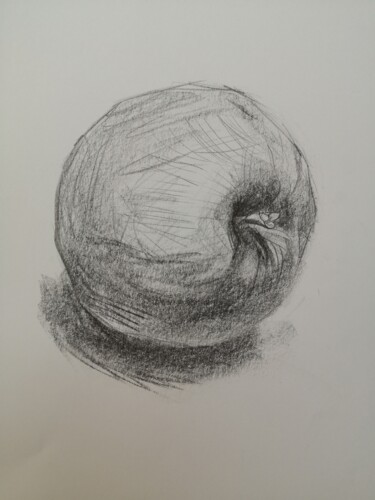 Drawing titled "Pomme" by Jean-Pierre Emond, Original Artwork, Pencil