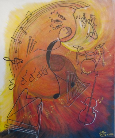 Картина под названием "Musique Tannhauser" - Jean Pierre Fetis, Подлинное произведение искусства, Акрил
