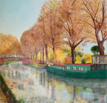 Painting titled "CANAL DU MIDI" by Jean Pierre Fetis, Original Artwork, Acrylic