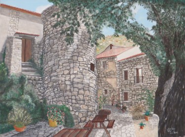 Malerei mit dem Titel "NAVACELLES le villa…" von Jean Pierre Fetis, Original-Kunstwerk, Acryl