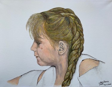 Malerei mit dem Titel "jeune fille" von Jean Pierre Fetis, Original-Kunstwerk, Acryl