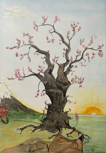 Painting titled "arbre de famille Mi…" by Jean Pierre Fetis, Original Artwork, Acrylic Mounted on Wood Stretcher frame