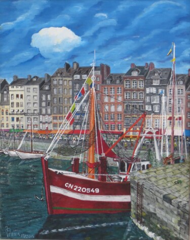 Pintura titulada "Port de honfleur" por Jean Pierre Fetis, Obra de arte original, Acrílico Montado en Bastidor de camilla de…