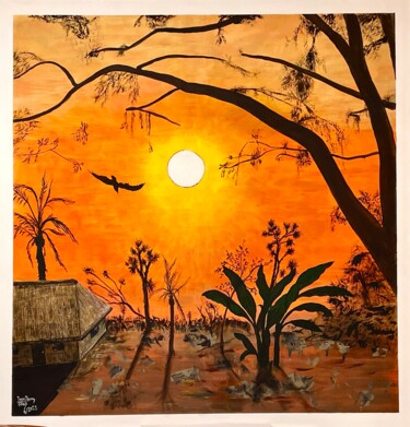 Pintura titulada "Coucher de soleil A…" por Jean Pierre Fetis, Obra de arte original, Acrílico