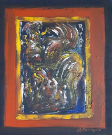 Painting titled "TRIBAL DANCING" by Jean-Pierre Fouque, Original Artwork, Acrylic Mounted on Wood Stretcher frame