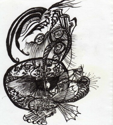 Drawing titled "HEP !!!  Sous titre…" by Jean-Pierre Fouque, Original Artwork, Ballpoint pen